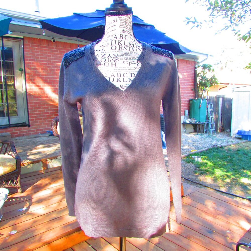 Women's Charcoal V-Neck Sweater